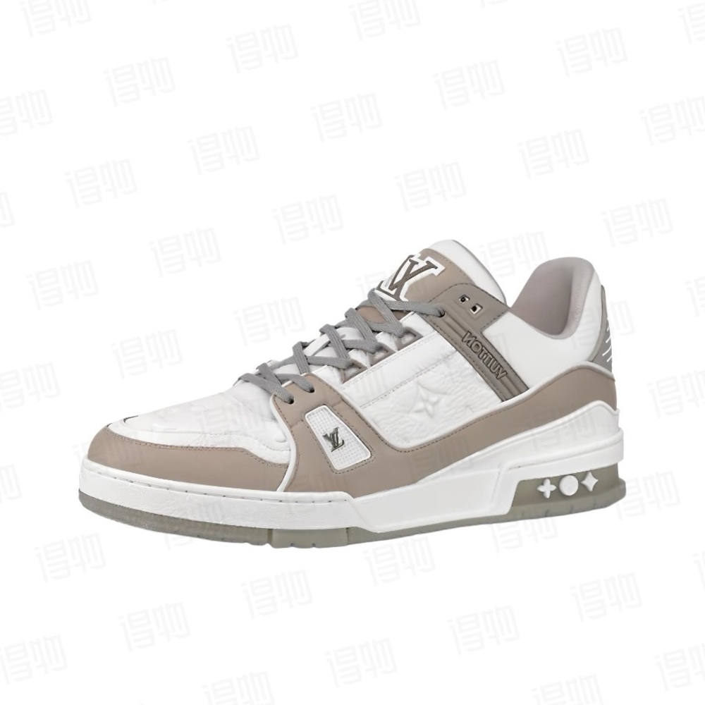 Louis Vuitton Men's Cream and Gray Sneakers